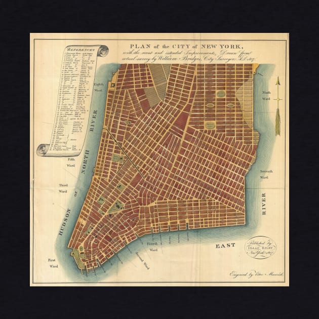 Vintage Map of Lower New York City (1807) by Bravuramedia